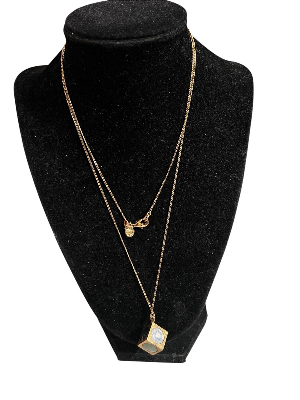 J. Crew Gold-Tone Necklace with Geometric Cube 18” drop